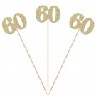 Pack Of 10 Gold Glitter 60Th Birthday Centerpiece Sticks Number 60 Table Topper Age Letter