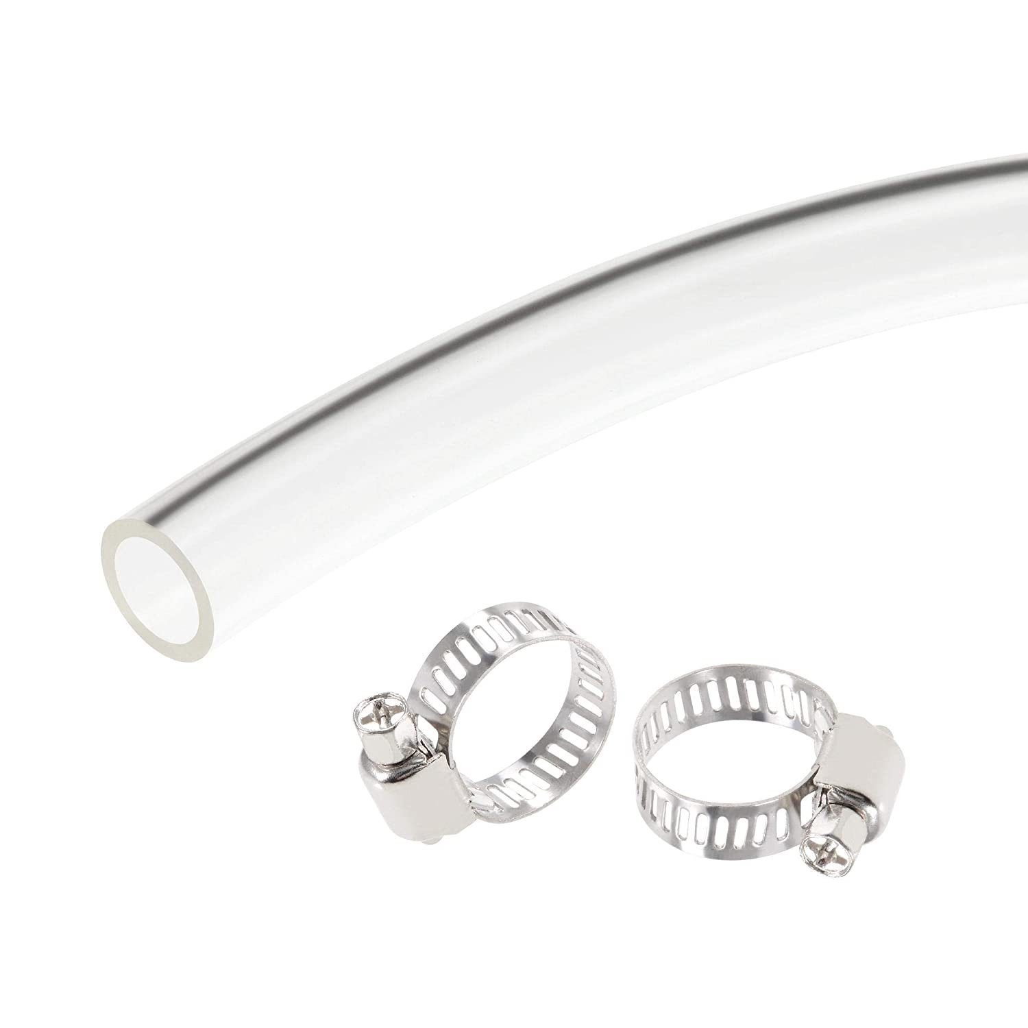 uxcell PVC Clear Vinyl Tubing, 12mm(1/2") ID 16mm(5/8") OD 10ft Plastic