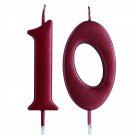 Red 10Th Birthday Candle, Number 10 Years Old Candles Cake Topper, Boy Or Girl Party Deco