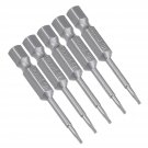 uxcell 5 Pcs T5 Magnetic Torx Screwdriver Bits, 1/4 Inch Hex Shank 2-inch Length S2 Screw