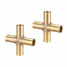 uxcell 12mm or 15/32" ID Brass Barb Splicer Fitting 4 Ways Brass Cross Barb Fitting Air G