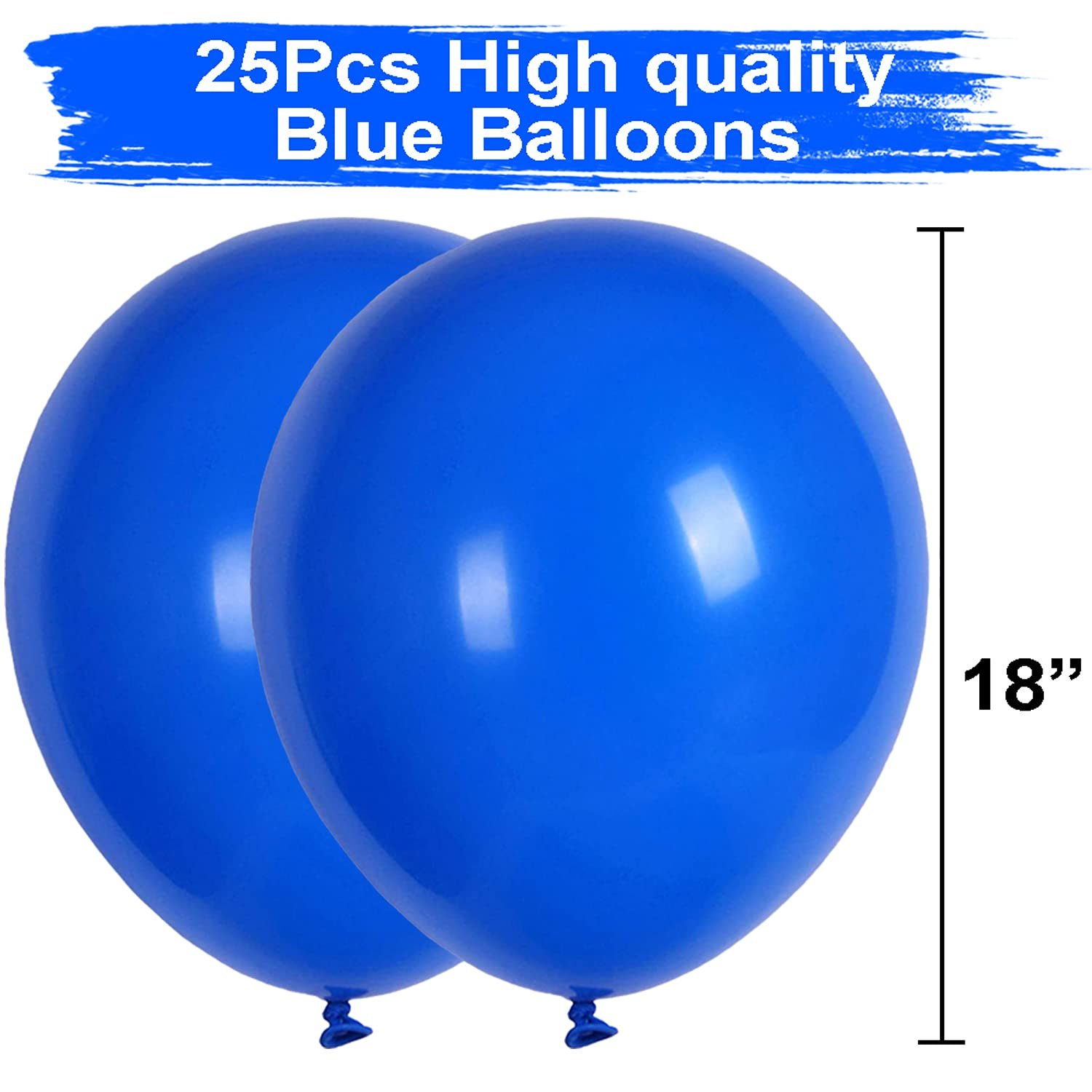 25 Packs 18 Inch Blue Big Balloons Thick Latex Balloons For Boy ...