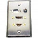 Philmore Stainless Steel Wall Plate with 20-Pin Display Port, HDMI, VGA (HD15) & 3.5mm St