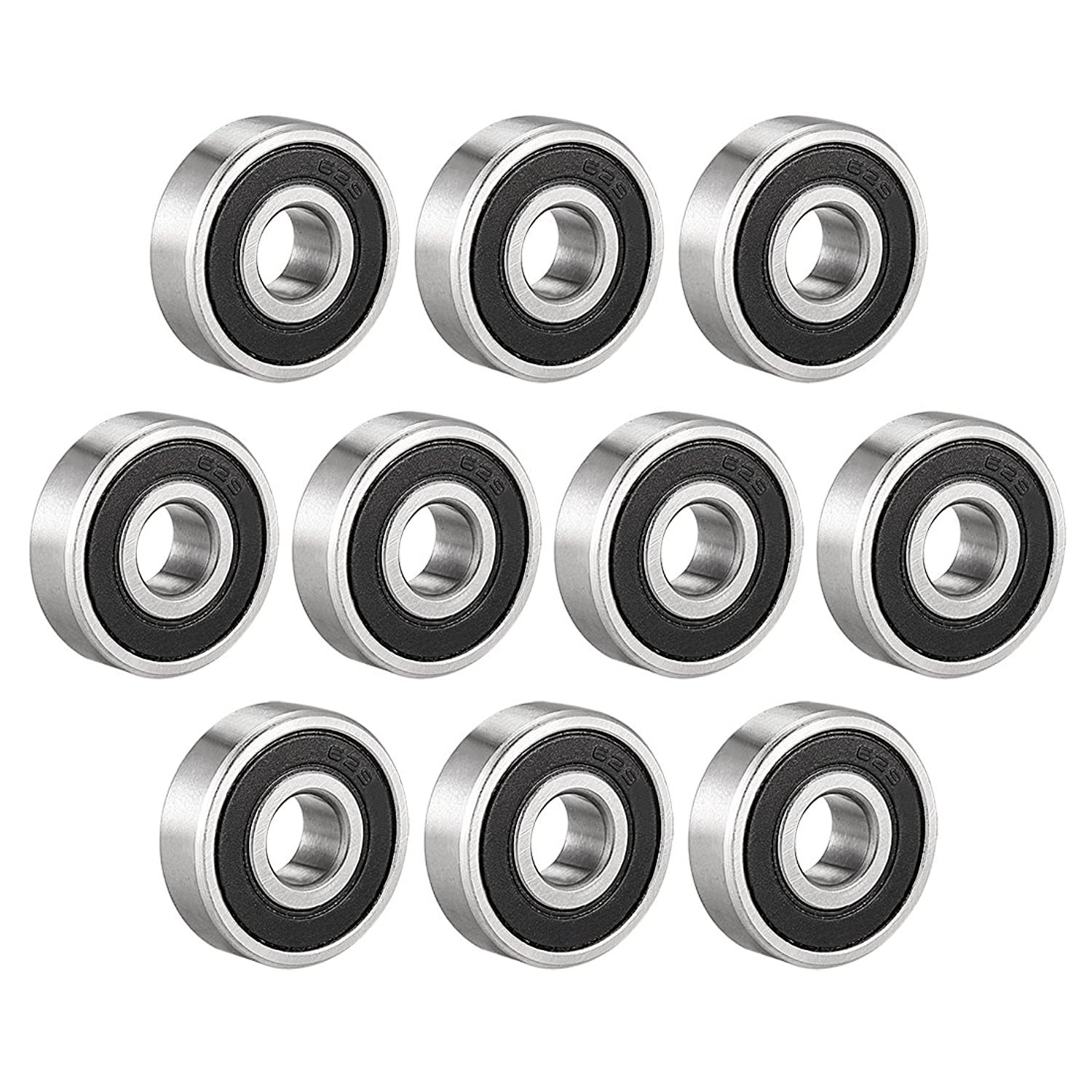 uxcell 629-2RS Ball Bearing 9mm x 26mm x 8mm Double Sealed 180029 Deep Groove Bearings, C