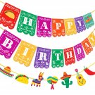 Fiesta Happy Birthday Banner Mexican Papel Picado Garland For Cinco De Mayo Taco Party De
