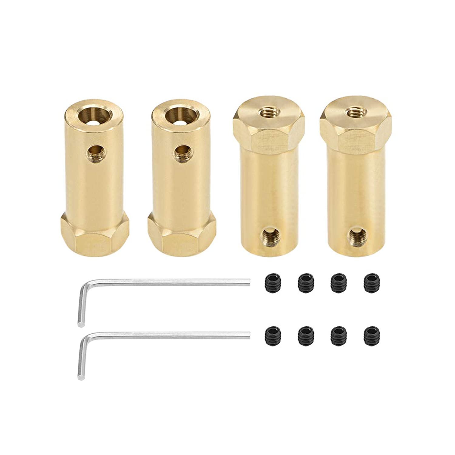 uxcell Hex Coupler 6mm Bore Motor Hex Brass Shaft Coupling Flexible Connector for Car Whe