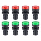 uxcell 8Pcs Red Green Indicator Light AC/DC 110V, 22mm Panel Mount, for Electrical Control