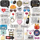Bridal Shower And Bachelorette Party Wedding Photo Booth Props 41 Pieces With Wooden