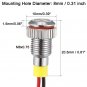 uxcell Signal Indicator Light AC/DC 110V 8mm Dash Lamp Flush Panel Mount Metal Shell