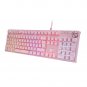 Pink Mechanical Gaming Keyboard, Usb Wired With Rainbow Led Backlit, Brown Switches, Mult