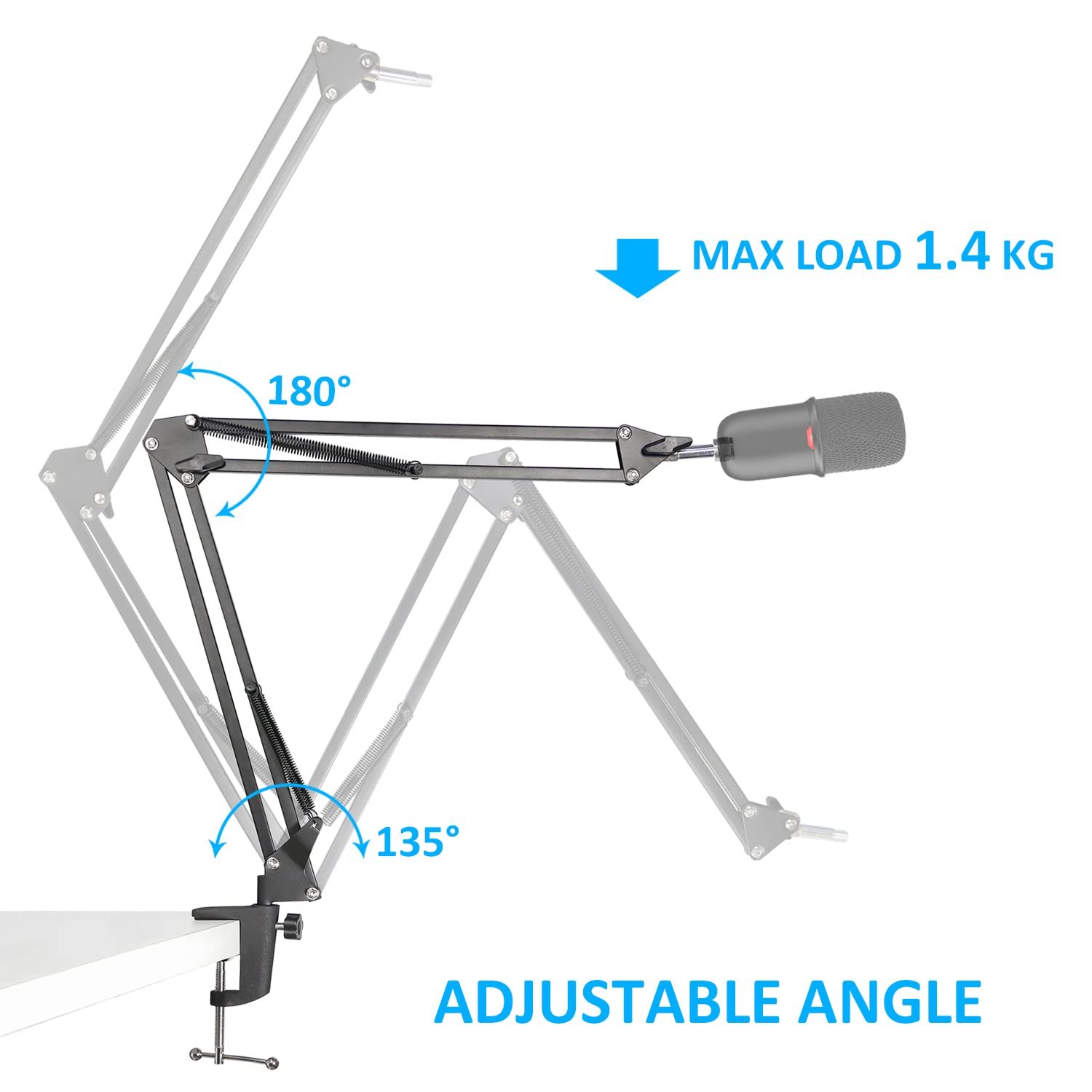 SoloCast Boom Arm Mic Stand, Adjustable Suspension Boom Scissor Arm
