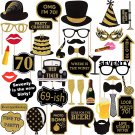 70Th Birthday Photo Booth Props(41Pcs), 70 Fabulous Party Supplies, Gold And Black Birthday
