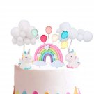 Colorful Rainbow Cake Topper Birthday Wedding Cake Flags Cloud Balloon Cake Flag Birthday