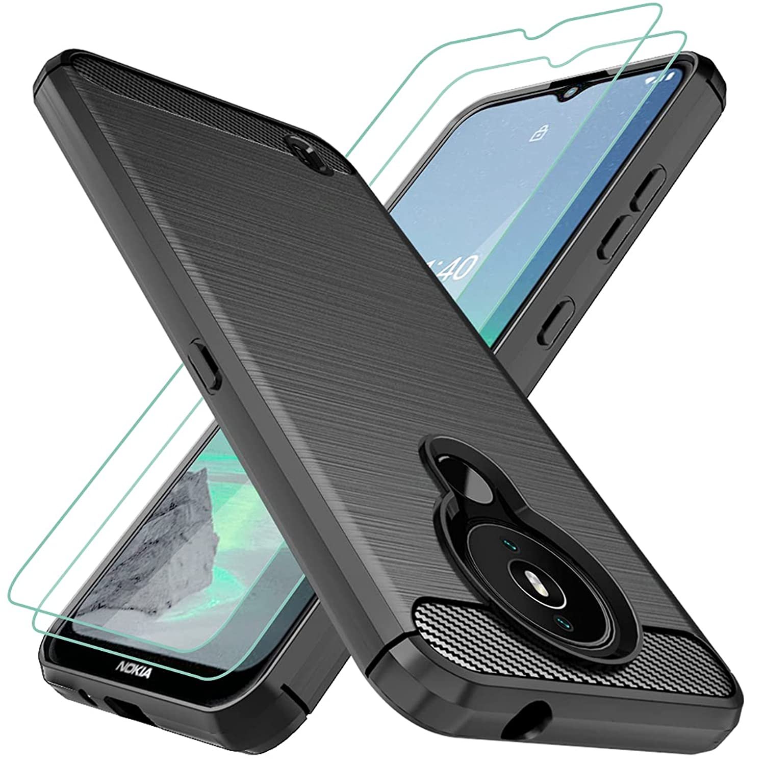 For Nokia 1.4 Case With Screen Protector Shock-Absorption Flexible Tpu Rubber Protective