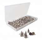 Spikes For Clothing, 200 Sets 9.5Mm Studs And Spikes For Crafts, Metal And Silver Cone Sp