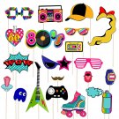 80S Party Photo Booth Props Funny Birthday Party Photo Booth Props With Wooden Sticks 21