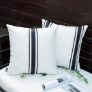 Black And White Outdoor Pillow Covers 18X18 Waterproof Set Of 2 Black Striped Decorative