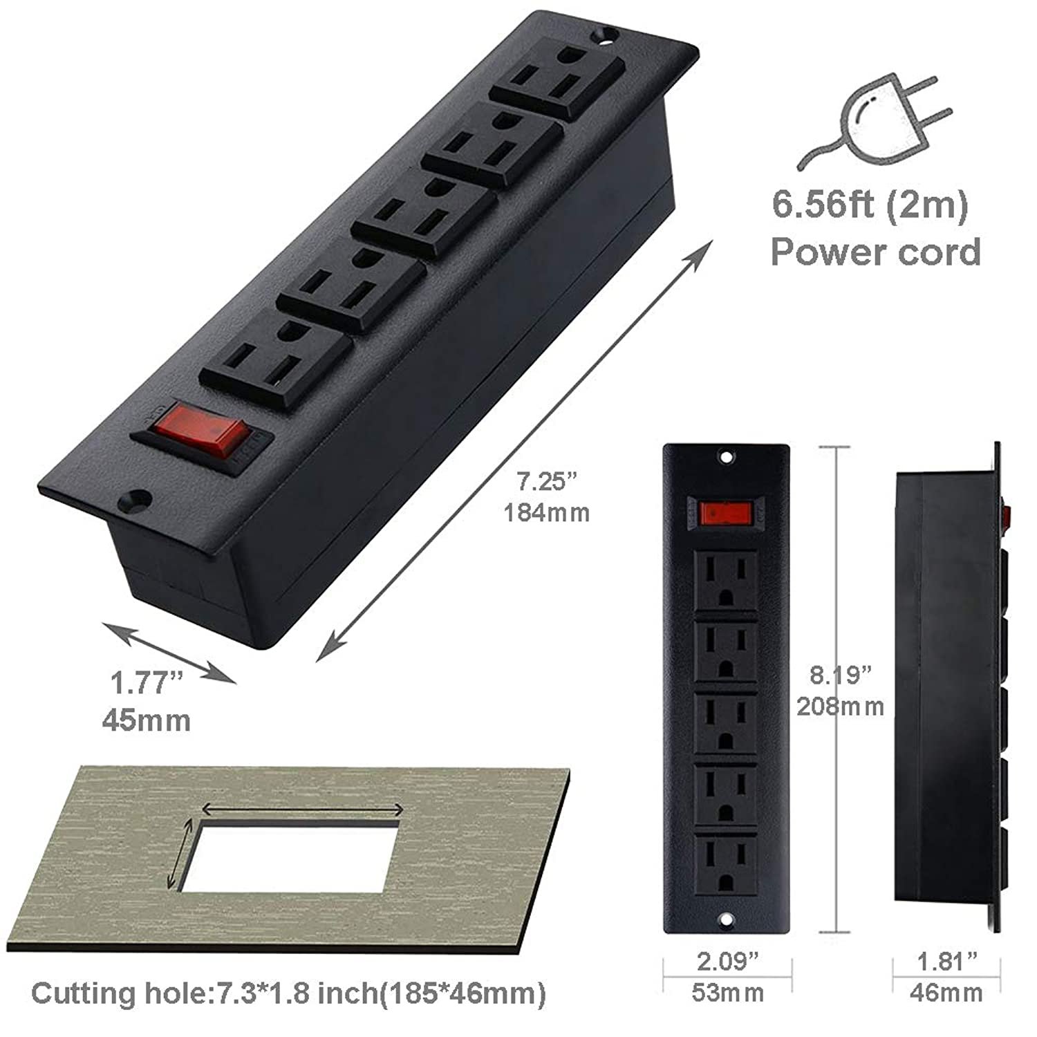 Desk Outlets Recessed Power Strip Without Usb Ports Mountable Power