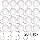 20 Pack White Volleyball Keychains For Party Favors, School Carnival Reward, Party Bag Gift