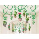 Cactus Hawaiian Party Hanging Swirl Decorations - Mexican Fiesta Party Ceiling Decor,