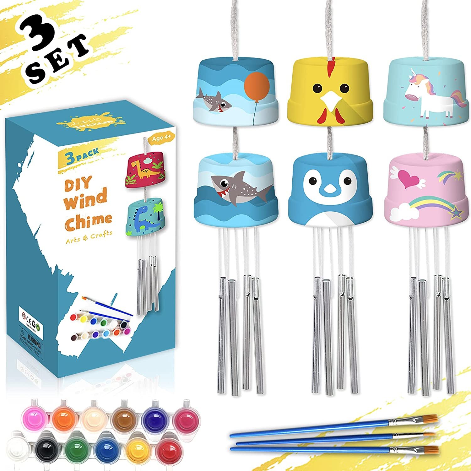 3-Pack Diy Wind Chime Kits- Arts And Crafts For Boys Girls Kids Ages 8-12 4-8 6-8 5-7 3-5