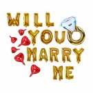 Will You Marry Me Letter Balloons Banner, 16Inch Gold Letter Foil Balloons Red Heart Myla