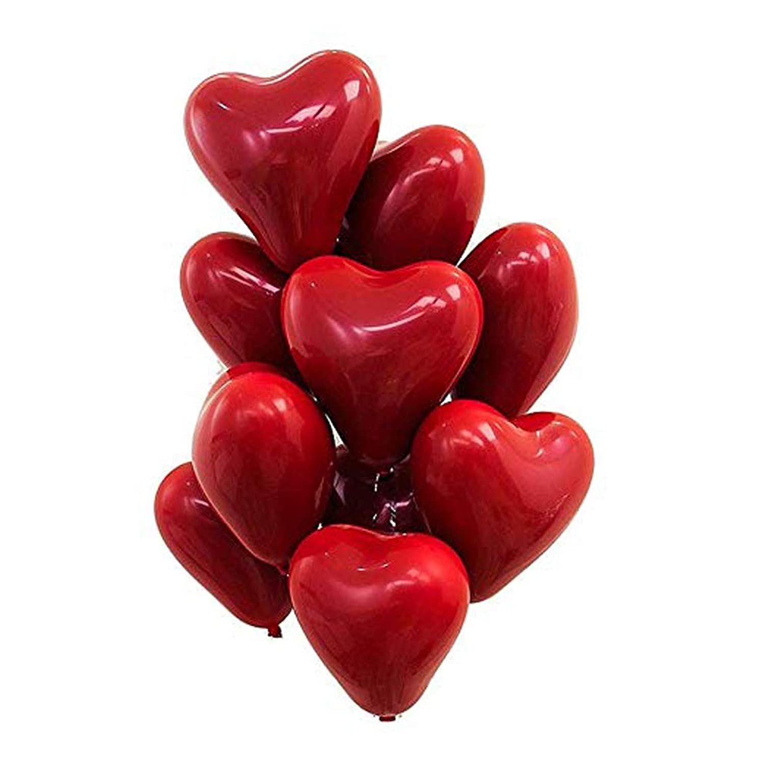 50Pcs 10Inch Red Heart Balloons, Red Heart Thick Ruby Double Latex Balloons For Love Brid