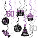 60Th Birthday Decorations For Women Purple Black Silver 60Th Birthday Party Hanging Decor