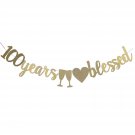 100 Years Blessed Gold Paper Sign Banner For Boy/Girl'S 100Th Birthday Party Supplies,Pre