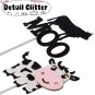 25Pcs Milk Cow Party Happy Birthday Glitter Cake Cupcake Toppers,Farm Animal Theme Party