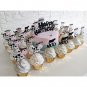 25Pcs Milk Cow Party Happy Birthday Glitter Cake Cupcake Toppers,Farm Animal Theme Party