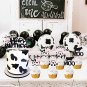 25Pcs Milk Cow Party Happy Birthday Glitter Cake Cupcake Toppers,Farm Animal Theme Party