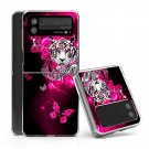Galaxy Z Flip 3 5G Case, White Tiger Butterfly Anti-Scratch Solid Hard Case Protective Sh