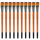 10 Pieces Flat Paint Brushes - 3/4 Inch Art Paint Brush Sets For Watercolor, Oil Painting