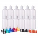 12 Pack 1.7 Ounce Multi Purpose Diy Precision Tip Applicator Bottles Set With 24 Tips & 1