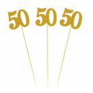 12Pcs 50Th Birthday Centerpiece Sticks Gold Glitter Number 50 Table Centerpieces Flower T