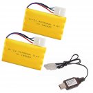 2 Pcs 9.6V 700Mah Rechargeable Ket-3P Plug Ni-Cd Battery With Charging Usb Cable For Rc T