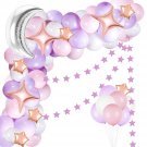 Moon And Star Balloons, 84Pcs Pink Purple Balloon Garland Kit With Star Garlands For Twin