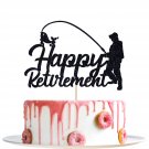 Black Glitter Happy Retirement Cake Topper - Official Retired Cake Decor - Goodbye Tensio