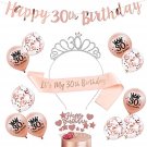 Rose Gold 30Th Happy Birthday Banner 30Th Birthday Party Sash And Tiara 30Th Birthday Par