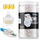 Rj45 Cat6 Pass Through Connectors - Pack Of 200 | Ez To Crimp Modular Plug For Solid Or S