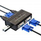 2 Port Usb Vga Kvm Switch With 2 Cables, Selector Switcher For 2Pc Sharing One Video Moni