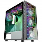 Atx Pc Case Mid-Tower With 6Pcs 120Mm Argb Fans, Computer Gaming Case With Tempered Glass