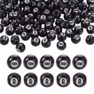 100Pcs Acrylic Round Billiards Beads Black Chunky Bubblegum Ball Beads Round With Number