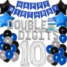 10Th Birthday Decorations Blue For Boys Girls Double Digits 10 Years Old Birthday Supplie