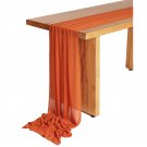 27 X 120 Inch Burnt Orange Chiffon Wedding Table Runner, Soft Semi Sheer Table Runner Ove
