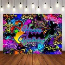 Neon Graffiti Birthday Backdrop Retro Hip Hop Background 80S 90S Party Photography Backgr