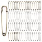 60 Pack 4 Inch Safety Pins, Extra Large Steel Spring Lock Pins Fasteners For Blankets, Sk