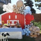 Farm Animal Theme Party Balloon Garland Arch Kit Red Blue White Coffee Balloons With Cow