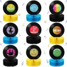 9 Pieces Record Honeycomb Centerpieces Table Topper Rock And Roll Music Party Decorations